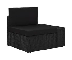 Modulinė kampinė sofa su porankiu kairėje, juoda, poliratanas