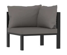 Modulinė kampinė sofa su porankiu kairėje, pilka, poliratanas