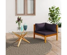 Modulinė kampinė sofa su tamsiai pilkomis pagalvėmis, akacija