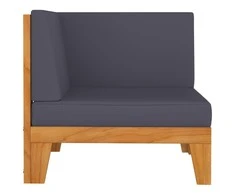Modulinė kampinė sofa su tamsiai pilkomis pagalvėlėmis, akacija