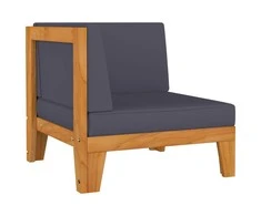 Modulinė kampinė sofa su tamsiai pilkomis pagalvėlėmis, akacija