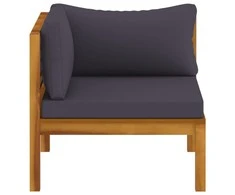 Modulinė kampinė sofa su tamsiai pilkomis pagalvėmis, akacija
