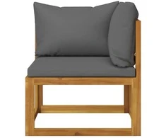 Modulinė kampinė sofa su tamsiai pilkomis pagalvėlėmis, akacija