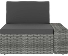 Modulinė trivietė sofa, pilkos spalvos, poliratanas