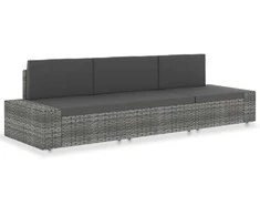 Modulinė trivietė sofa, pilkos spalvos, poliratanas