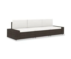 Modulinė trivietė sofa, rudos spalvos, poliratanas