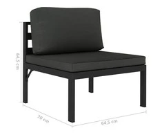 Modulinė vidurinė sofa su pagalvėmis, antracito, aliuminis