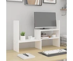 Laikiklis Monitoriaus stovas, baltas, (39–72)x17x43cm, pušies masyvas
