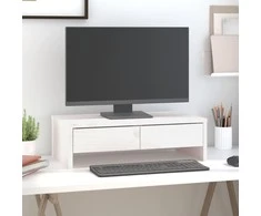 Laikiklis Monitoriaus stovas, baltas, 50x27x15cm, pušies medienos masyvas
