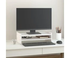 Laikiklis Monitoriaus stovas, baltas, 50x27x15cm, pušies medienos masyvas