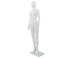 Moteriškas manekenas, stiklo pagrindas, blizgus, baltas, 175cm