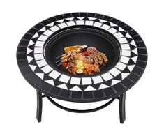 Mozaikinė laužavietė, juodos ir baltos spalvos, 68cm, keramika