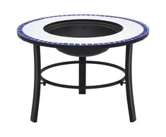 Mozaikinė laužavietė, mėlynos ir baltos spalvos, 68cm, keramika