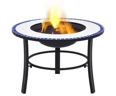 Mozaikinė laužavietė, mėlynos ir baltos spalvos, 68cm, keramika