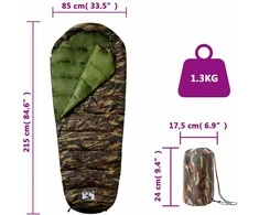 Mumijos formos miegmaišis suaugusiems stovyklavimui, 3 sezonams