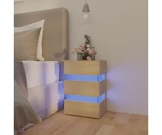 Naktinė spintelė su LED apšvietimu, ąžuolo, 45x35x67cm, mediena