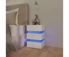 Naktinė spintelė su LED apšvietimu, balta, 45x35x67cm, mediena