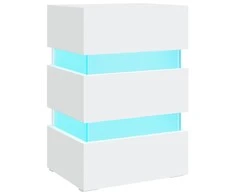 Naktinė spintelė su LED apšvietimu, balta, 45x35x67cm, mediena