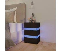 Naktinė spintelė su LED apšvietimu, juoda, 45x35x67cm, mediena