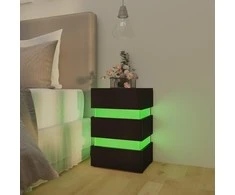 Naktinė spintelė su LED apšvietimu, juoda, 45x35x67cm, mediena