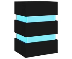 Naktinė spintelė su LED apšvietimu, juoda, 45x35x67cm, mediena