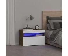 Naktinė spintelė su LED, dūminio ąžuolo, 60x35x40cm