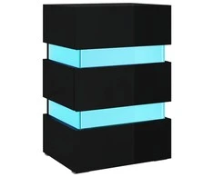 Naktinė spintelė su LED, juoda, 45x35x67cm, mediena, blizgi