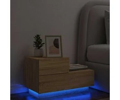 Naktinė spintelė su LED lemputėmis, ąžuolo, 70x36x40,5cm