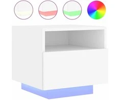 Naktinė spintelė su LED lemputėmis, balta, 40x39x37cm