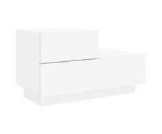 Naktinė spintelė su LED lemputėmis, balta, 70x36x40,5cm