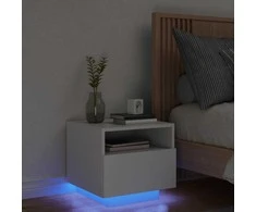 Naktinė spintelė su LED lemputėmis, balta, 40x39x37cm