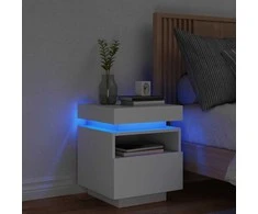 Naktinė spintelė su LED lemputėmis, balta, 40x39x48,5cm