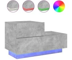 Naktinė spintelė su LED lemputėmis, betono pilka, 70x36x40,5cm