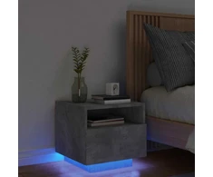 Naktinė spintelė su LED lemputėmis, betono pilka, 40x39x37cm