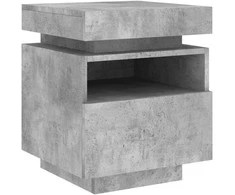 Naktinė spintelė su LED lemputėmis, betono pilka, 40x39x48,5cm