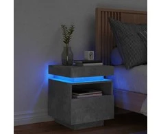 Naktinė spintelė su LED lemputėmis, betono pilka, 40x39x48,5cm