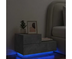 Naktinė spintelė su LED lemputėmis, betono pilka, 70x36x40,5cm