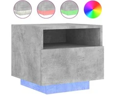 Naktinė spintelė su LED lemputėmis, betono pilka, 40x39x37cm