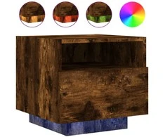 Naktinė spintelė su LED lemputėmis, dūminė, 40x39x37cm