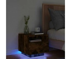 Naktinė spintelė su LED lemputėmis, dūminė, 40x39x37cm