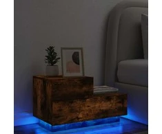 Naktinė spintelė su LED lemputėmis, dūminė, 70x36x40,5cm