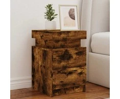Naktinė spintelė su LED lemputėmis, dūminio ąžuolo, 35x39x55cm
