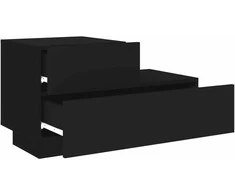 Naktinė spintelė su LED lemputėmis, juoda, 70x36x40,5cm