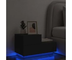 Naktinė spintelė su LED lemputėmis, juoda, 70x36x40,5cm