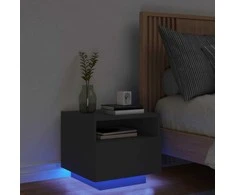 Naktinė spintelė su LED lemputėmis, juoda, 40x39x37cm