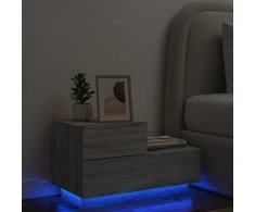 Naktinė spintelė su LED lemputėmis, pilka ąžuolo, 70x36x40,5cm