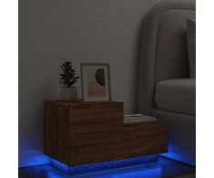 Naktinė spintelė su LED lemputėmis, ruda ąžuolo, 70x36x40,5cm