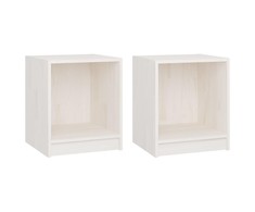 Naktinės spintelės, 2vnt., baltos, 35,5x33,5x41,5cm, pušis