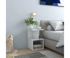 Naktinės spintelės, 2vnt., baltos, 35x35x55cm, apdirbta mediena