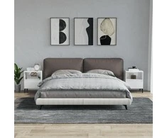 Naktinės spintelės, 2vnt., baltos, 40x35x50cm, blizgios